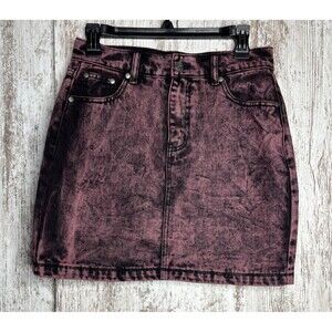 NWT Liquor N Poker Curve Cotton Pink Tie Dye Denim Skirt Size 8 NWT